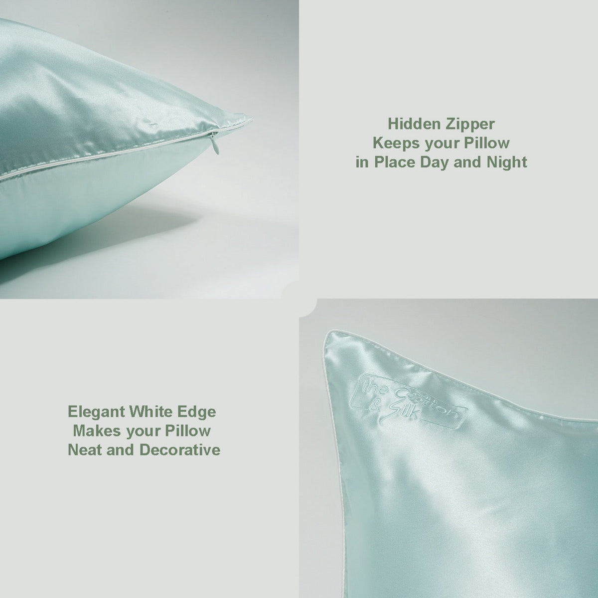 King Light Green Silk Pillowcase