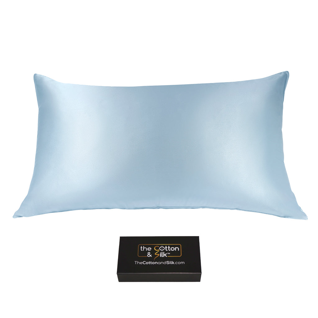King Sky Blue Silk Pillowcase
