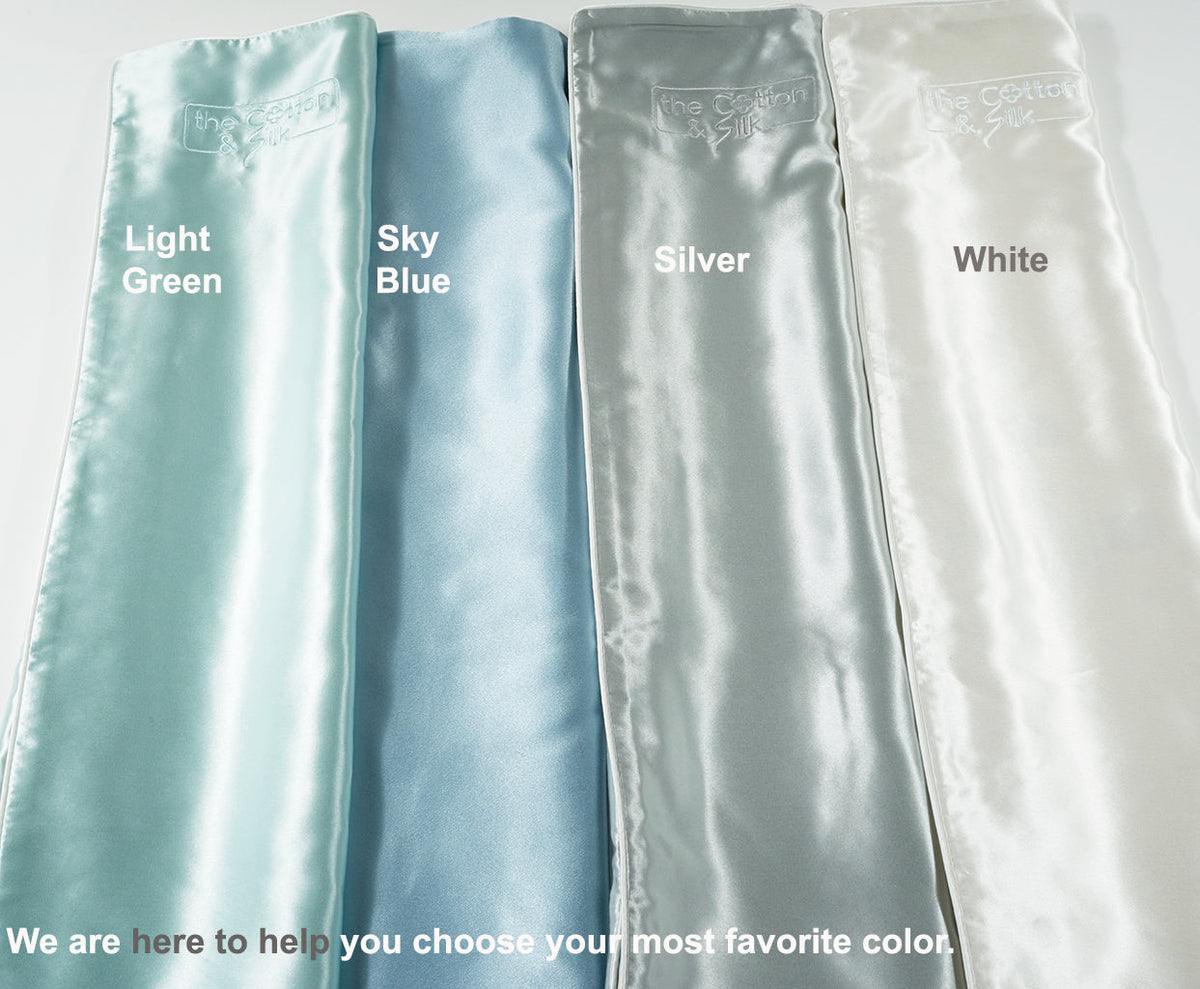 Queen/Standard Silver Silk Pillowcase Set of 2