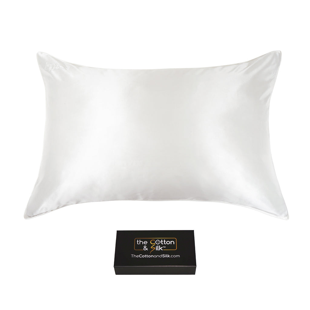Queen/Standard White Silk Pillowcase