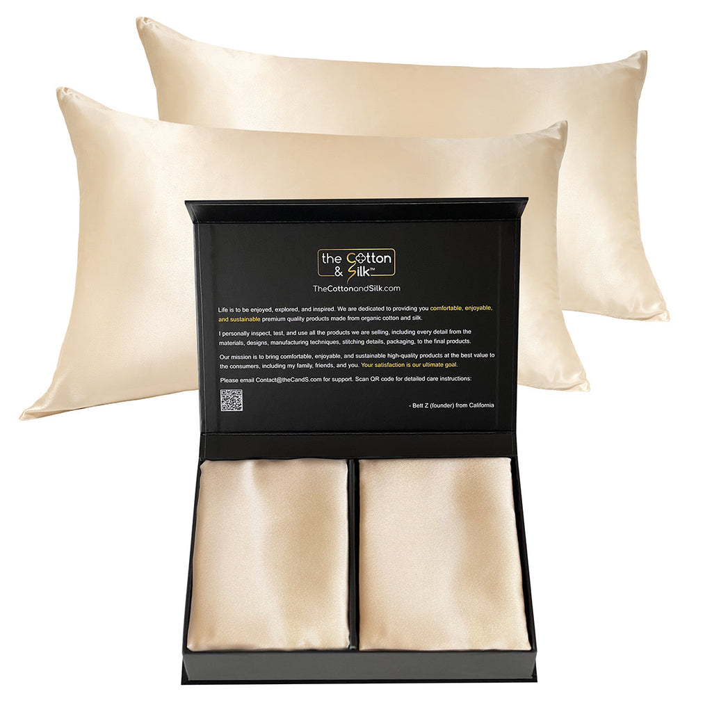 Queen Champagne Silk Pillowcase