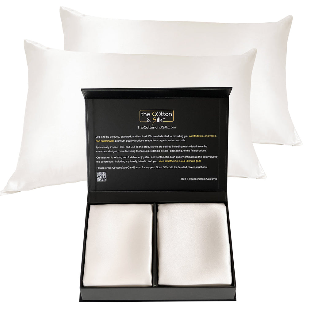 King/Queen Cream Silk Pillowcase Set of 2