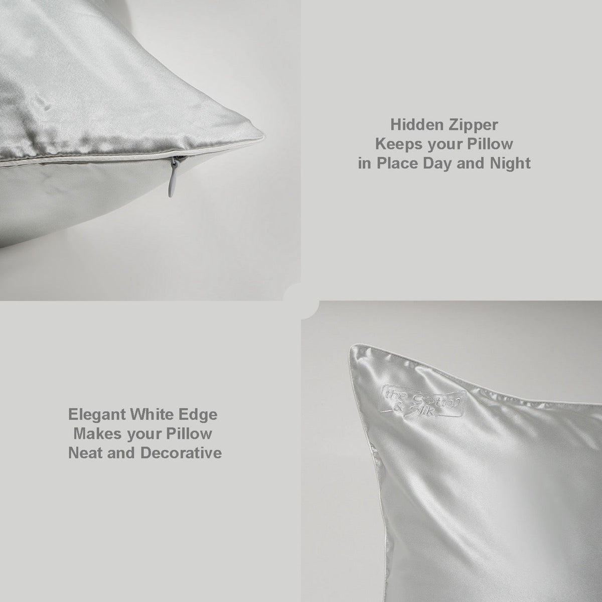 King Silver Silk Pillowcase