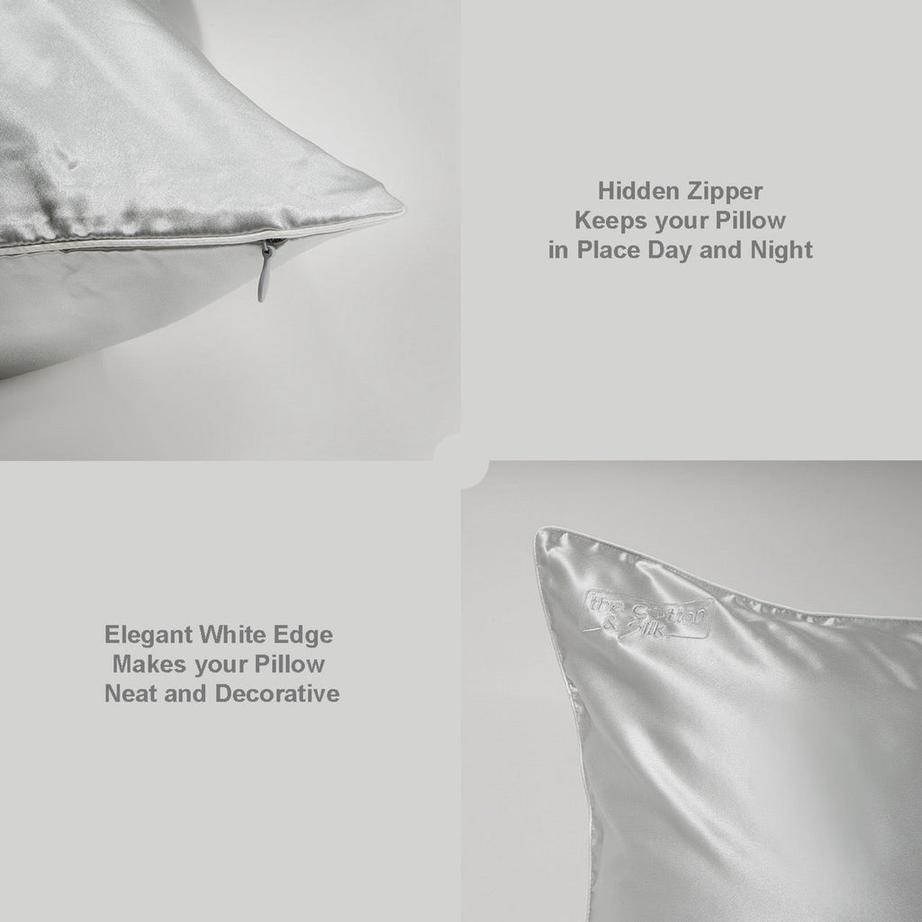 Queen/Standard Silver Silk Pillowcase