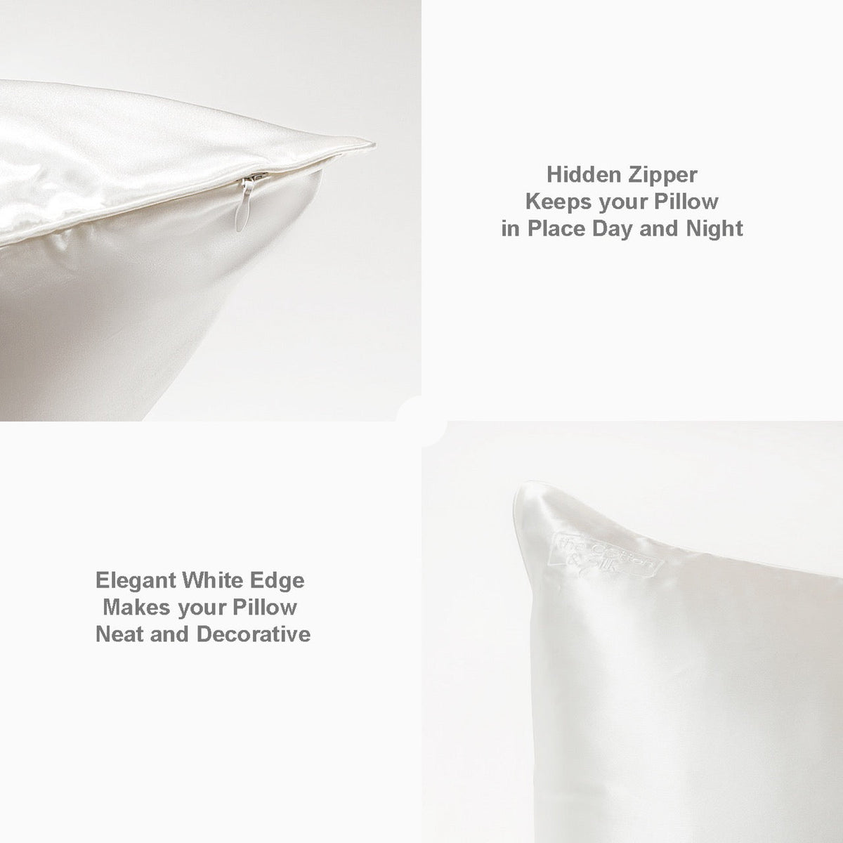 King/Queen/Standard White Silk Pillowcase Set of 2