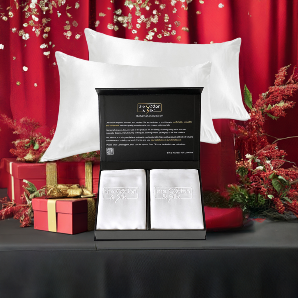 King/Queen/Standard White Silk Pillowcase Set of 2